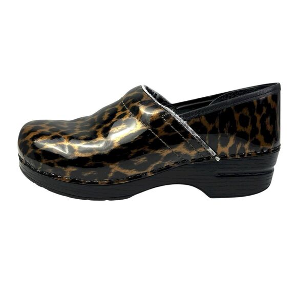 Dansko Professional Clogs EU 41 / US 10 10.5 Brown Leopard Cheetah Slip On Wedge - Picture 4 of 12